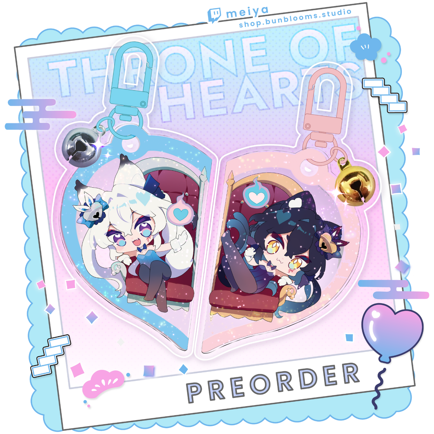Glitter Keychain Set: Throne of Hearts