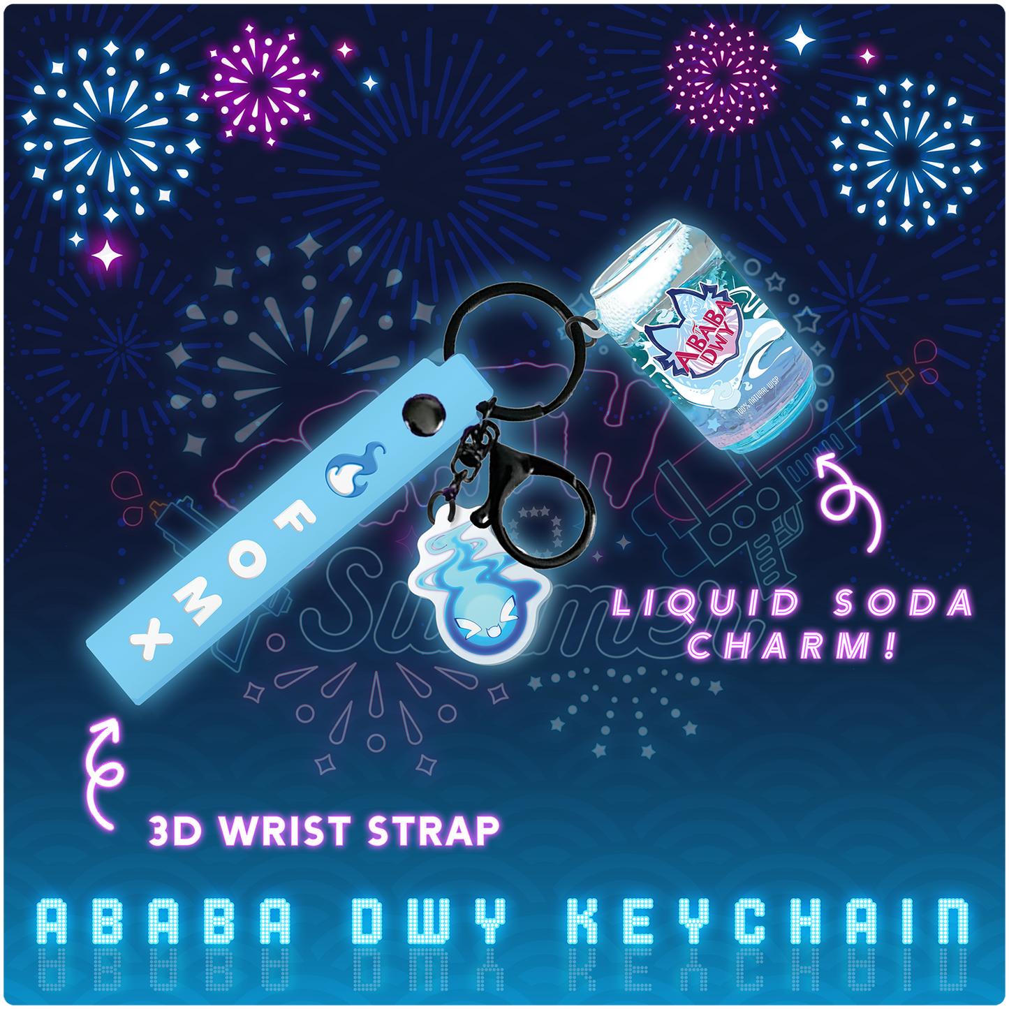 Liquid Soda Lanyard Keychain: ABABA DWY