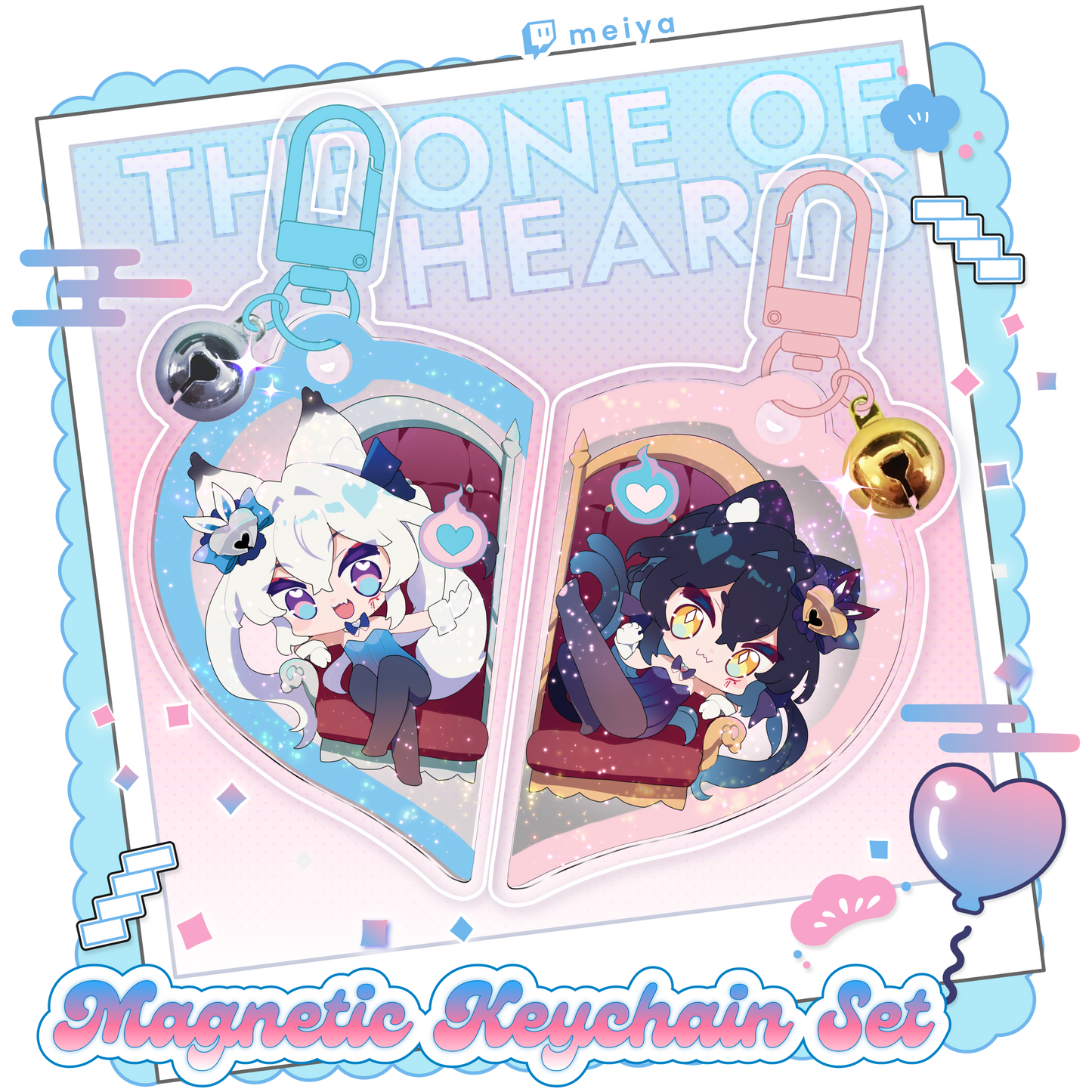Glitter Keychain Set: Throne of Hearts
